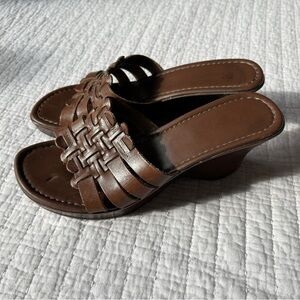 Vintage Passofino - brown woven flat form wedge sandals